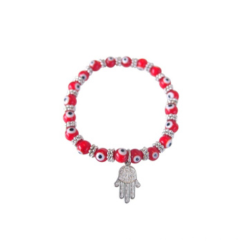 Art und Weise Rhinestone hamsa elastisches rotes Armband böser Blick